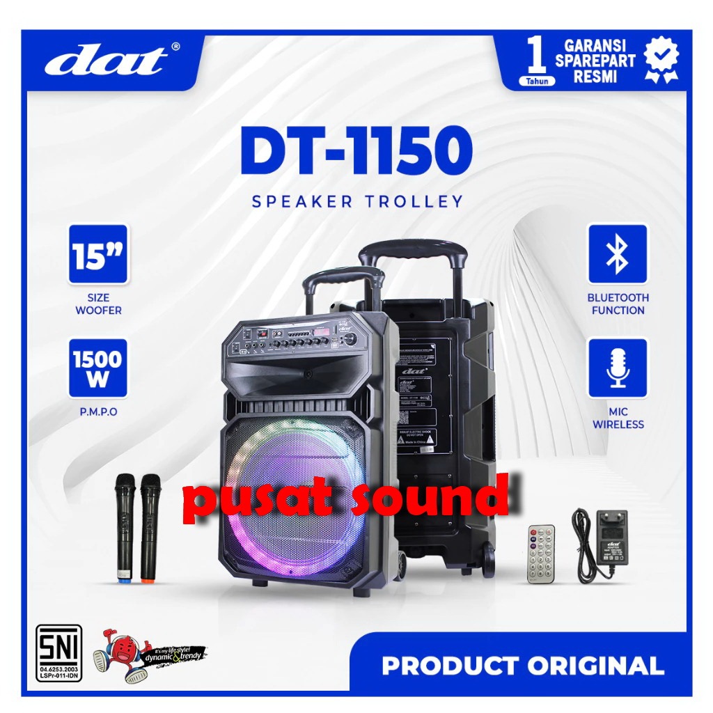 DAT Speaker DT 1150 Trolley 15 Inch Bluetooth Mic / Speaker Portable Dat Dt1150