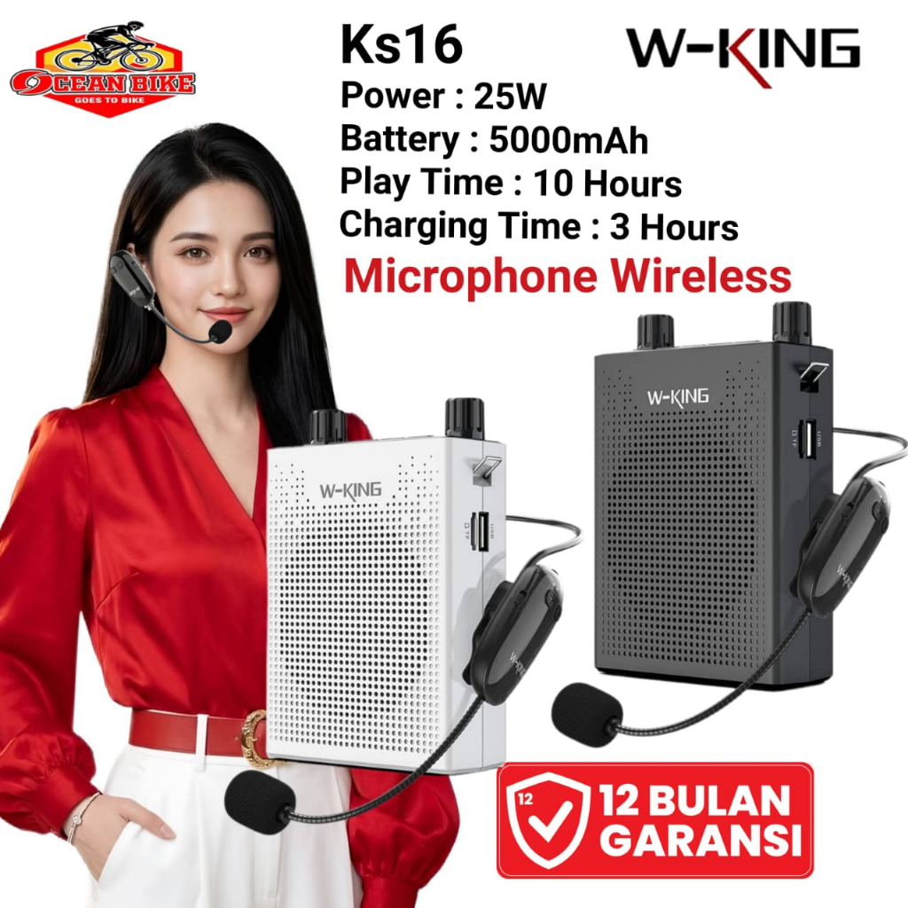 WKING Speaker Bluetooth Megaphone Mengajar Guru Pinggang Jualan Mini Amplifier Mic Wireless KS16