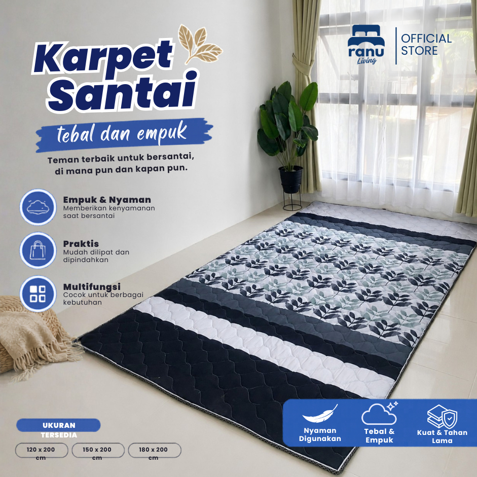 Karpet Lantai Quilting Tebal Empuk Aesthetic | Tikar Lantai Alas Duduk