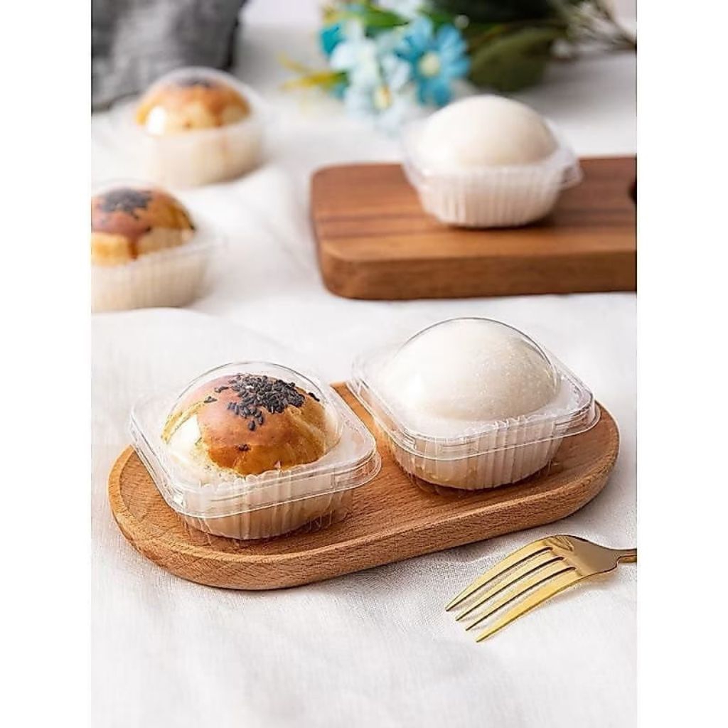 Tray moon cake bulat bening25 pcs tray mika box cup, cup moon cake pia mochi kue