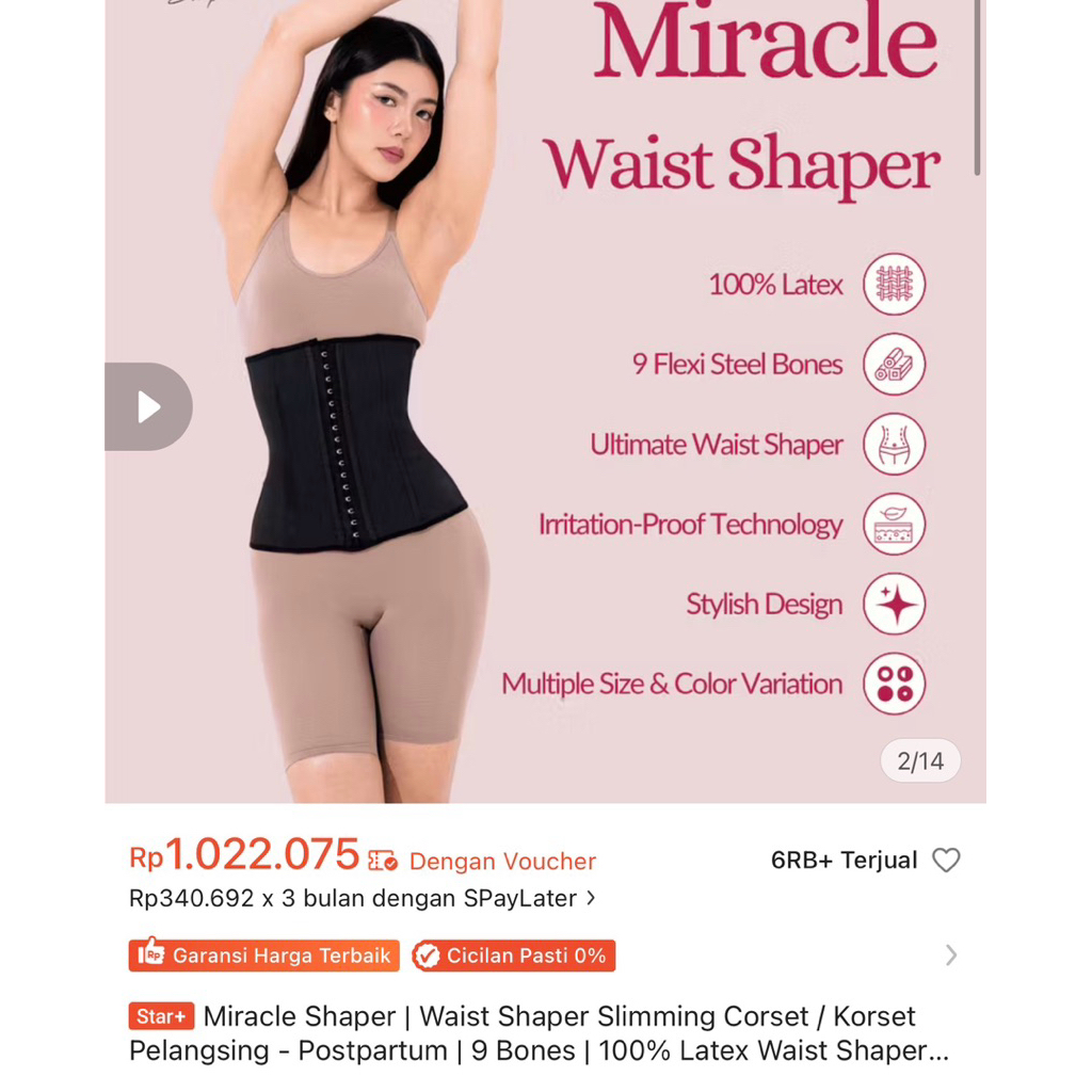 Preloved Miracle Shaper | Waist Shaper Slimming Corset / Korset Pelangsing - Postpartum | 9 Bones | 