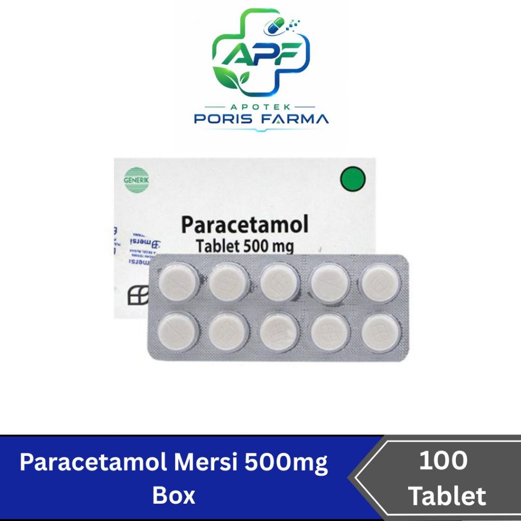 Paracetamol 500 mg Mersi Box Isi 100 Tablet - Obat Demam / Pusing