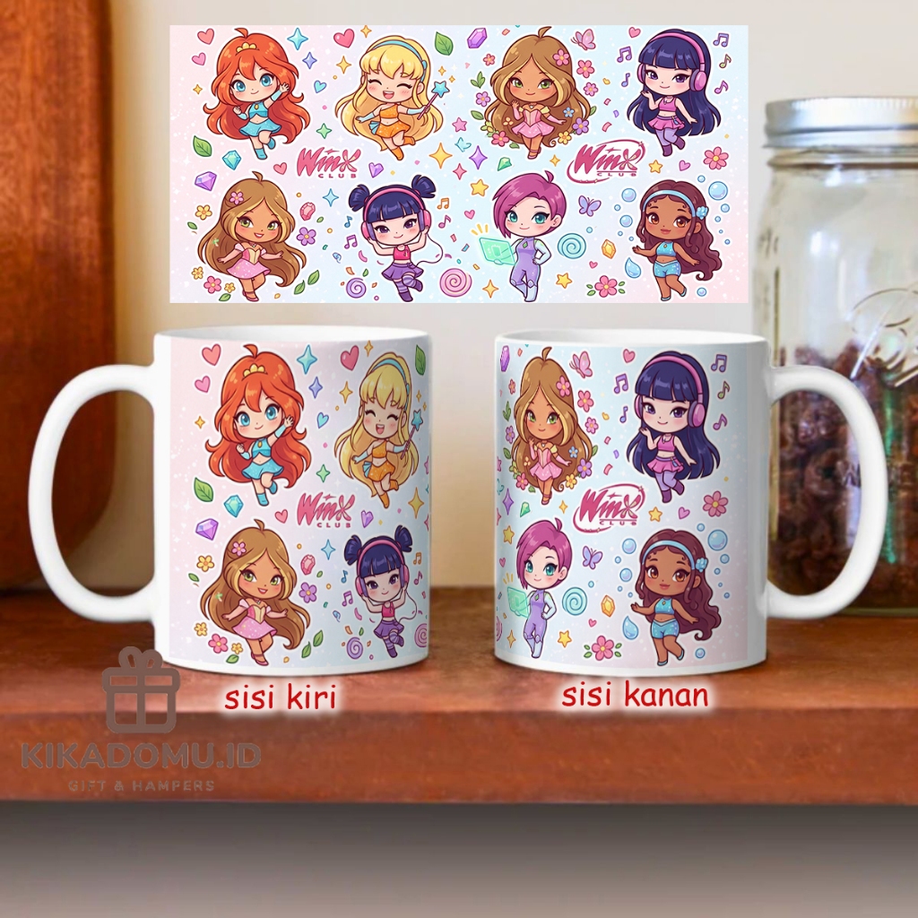 Kado Mug Winx Club Chibi Bloom Stella Flora Musa Tecna Layla Gelas Estetik Lucu Hadiah Ulang Tahun S