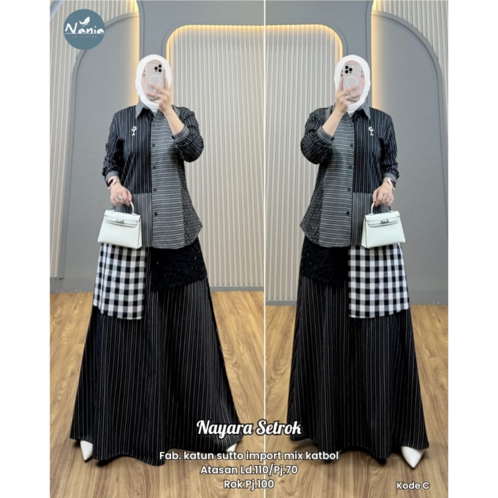 NAYARA / KANAYA SET ROK / SETELAN BLOUSE KEMEJA ROK MOTIF KATUN IMPORT PREMIUM / BY NANIA