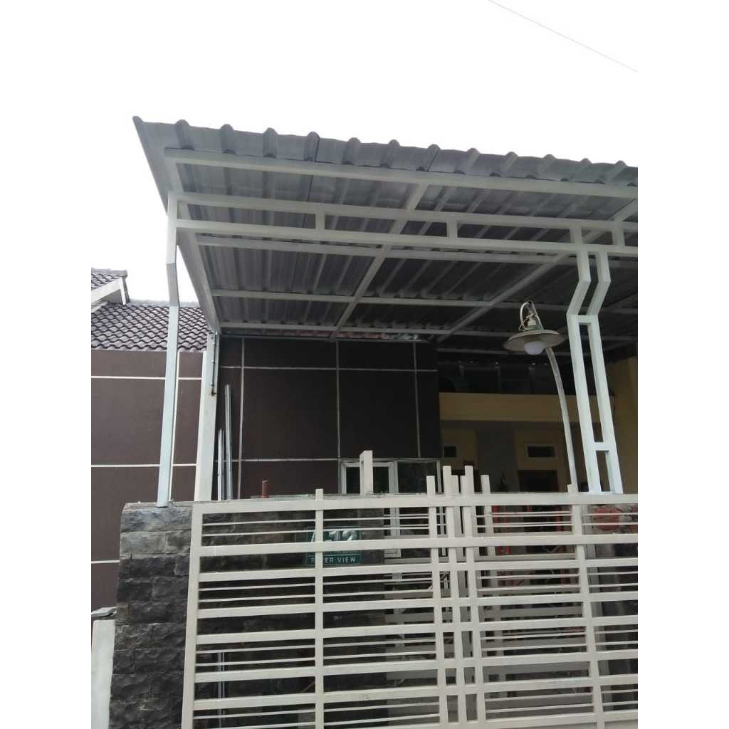 Kanopi Besi Atap Spandek Polos