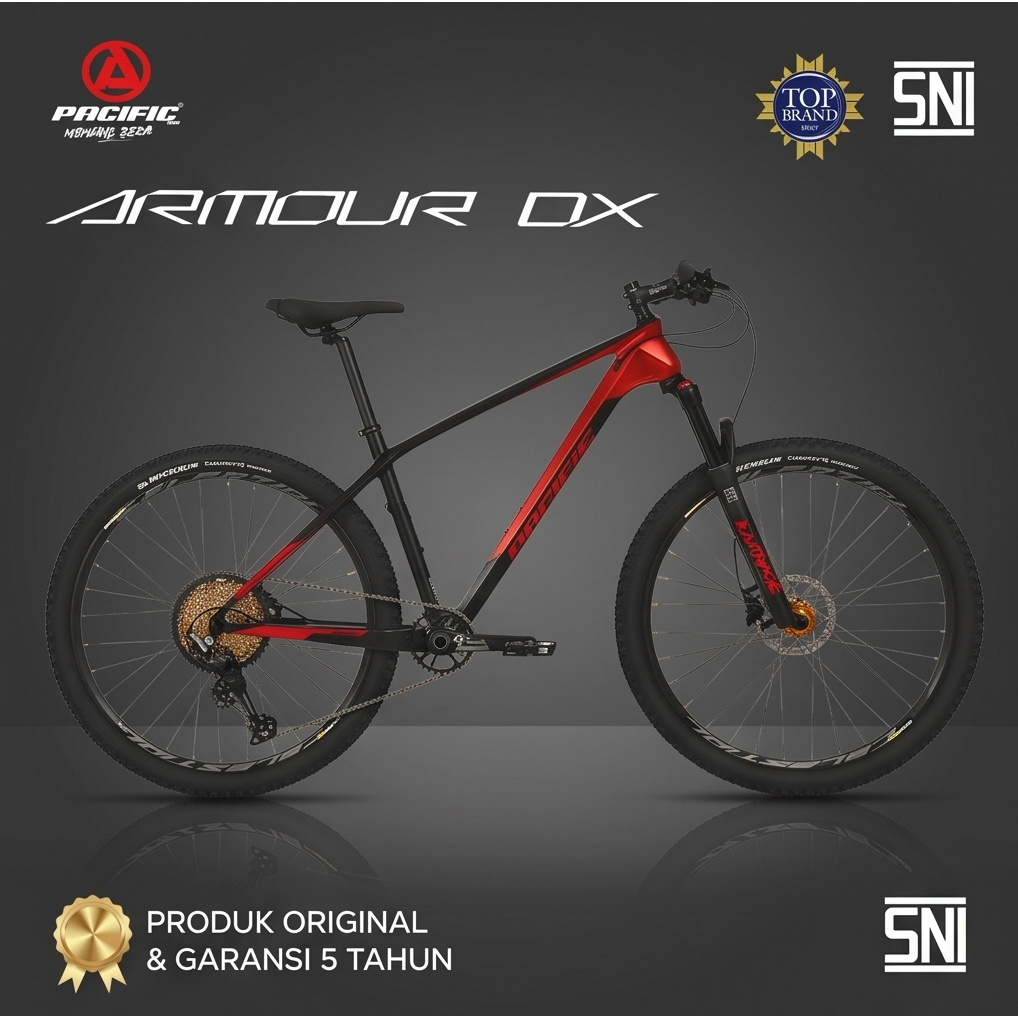 Sepeda Gunung MTB 27.5 Inch Pacific Armour DX Carbon Fiber Original - Sprocket Hub Gold