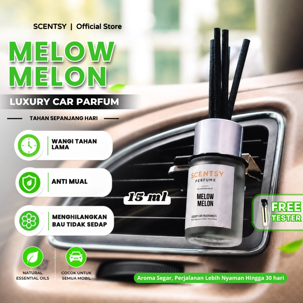 SCENTSY Parfum Mobil Capit AC 15 ml Car Freshener MELLOW MELON Diffuser Aromaterapi Vent Clip Pengha