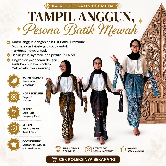 Set Rok Lilit Batik Premium + Selendang Batik Wanita Bawahan Kebaya