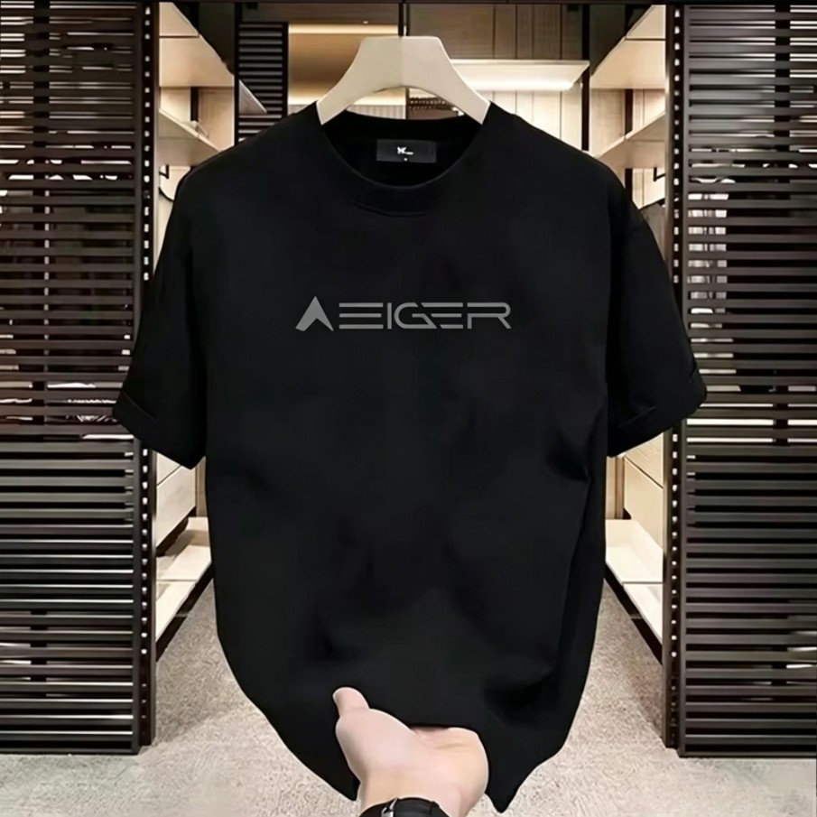 Kaos Hitam Putih Pria Motif Eiger Logo Segitiga Futuristik Model Terlaris