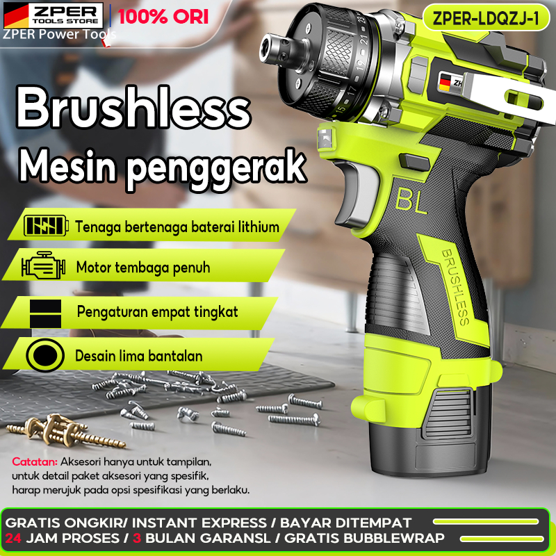 [ 100% ORI ] ZPER Bor Listrik Mesin Bor Bor Tangan Elektrik Drill Bor Impact Cordless Bor Lithium / 
