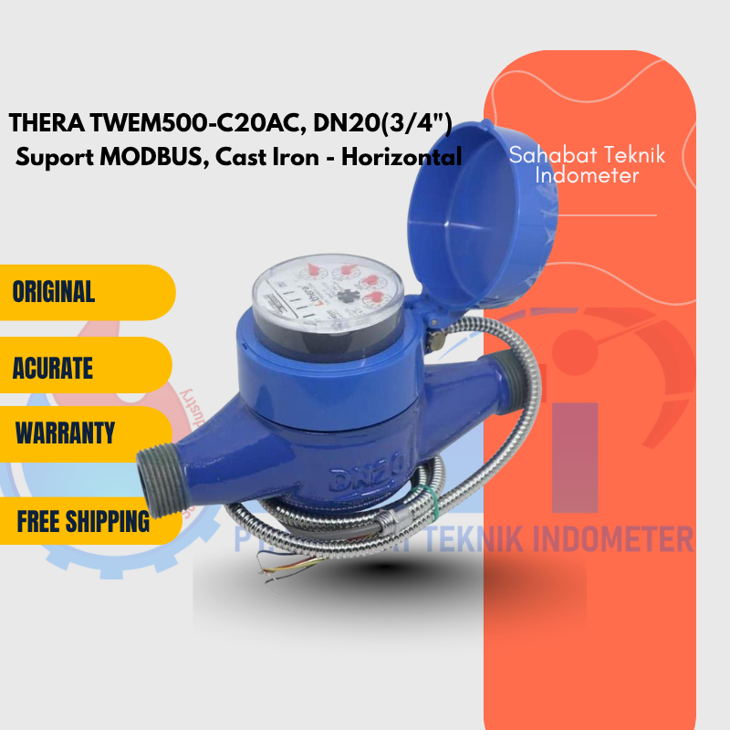 Thera TWEM500-C20AC DN20(3/4") Meter Air Horizontal Cast Iron Biru Support Modbus