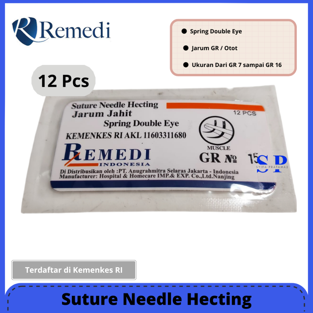 Jarum Kulit / Otot Nald Hecting GT / GR Jarum Jahit Luka / Needle Hecting GR