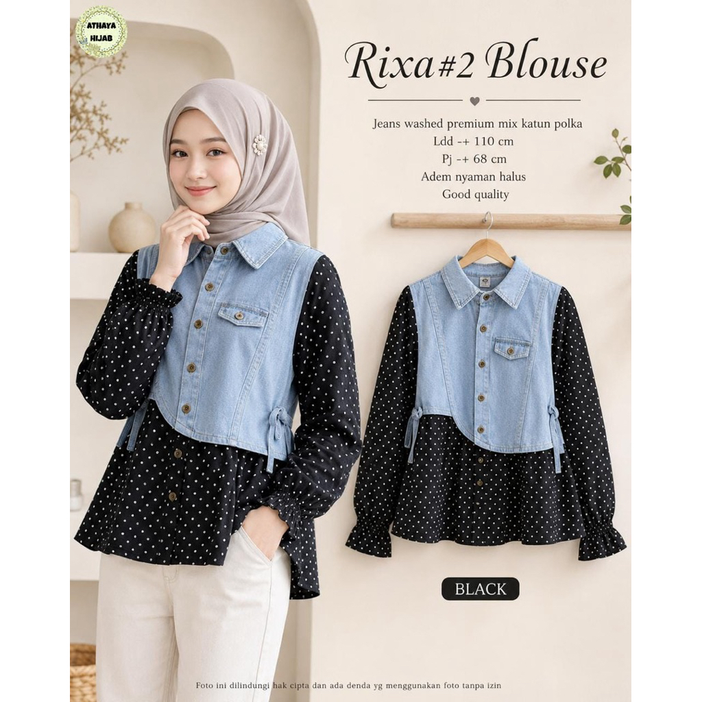 Rixa Blouse Baju Atasan Muslim Kekinian by Athaya