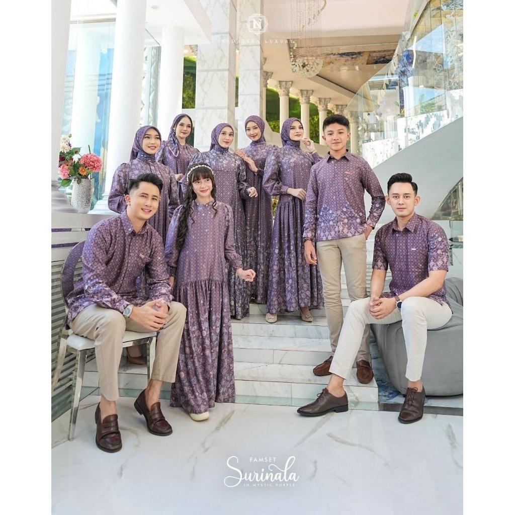 SURINALA SARIMBIT FAMILY SET MISTIC PURPLE SERIES TERBARU NADHEERA LUXURY• GAMIS KOKO DEWASA ANAK PA