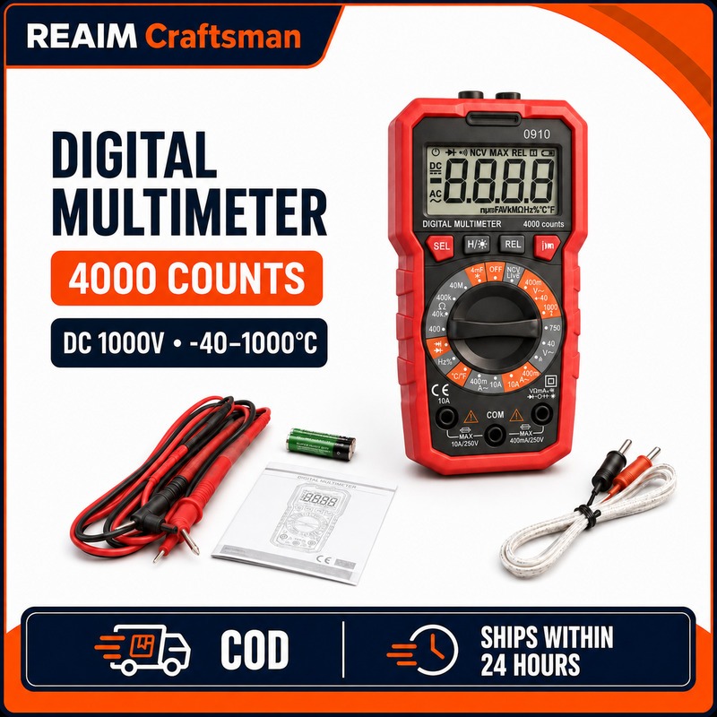REAIM Multitester Digital Otomatis 4000 COUNTS Avometer Digital Dapat Mengukur Suhu