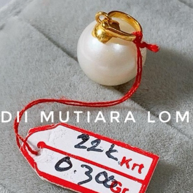 Liontin Emas 22 Karat Mutiara Laut Asli Putih