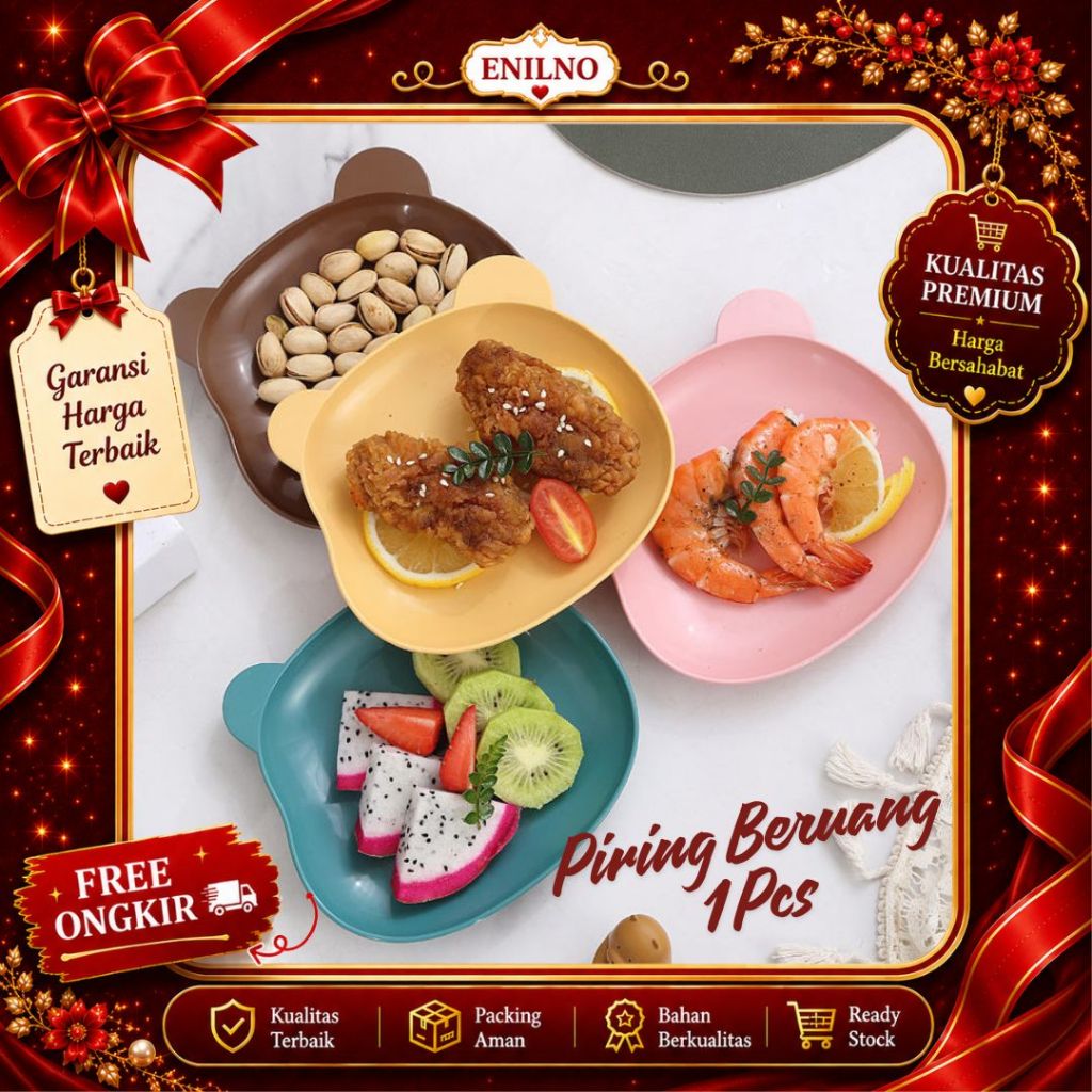 Piring Makan Anak Bentuk Beruang Lucu/ Piring Snack Anak Kecil Sebaguna Plastik FoodGrade