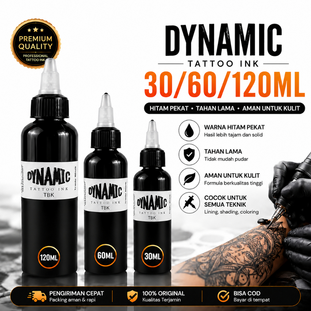 30ml 60ml 120ml Tinta Tattoo Dynamic Hitam Black Ink Tattoo Ink Pigmen Tattoo Tinta Tato Tinta Tatto