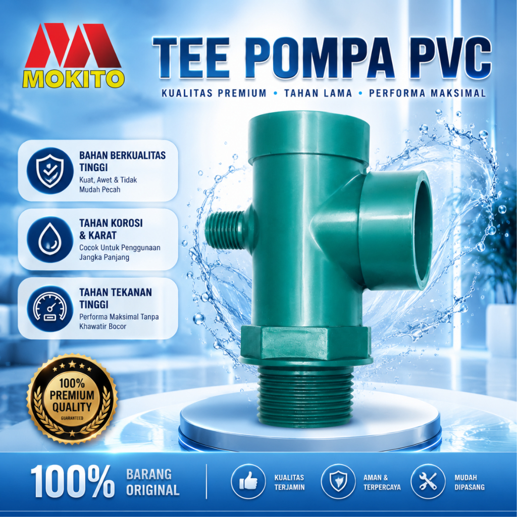 MOKITO Tee / T Pompa PVC Hijau Untuk Sambungan Otomatis Pompa Air