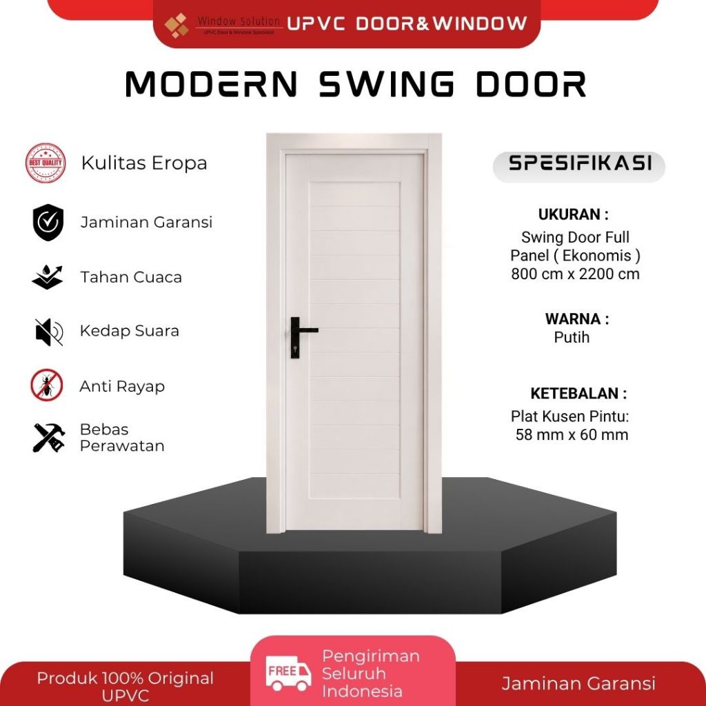 Pintu Swing Single Door Full Panel ( Ekonomis ), Ukuran 800 x 2200, Merek CONCH