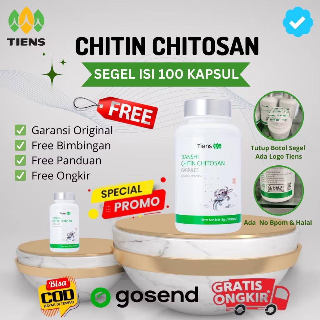 Chitin Chitosan Tiens Original 1 Botol 100 Kapsul Halal Bpom