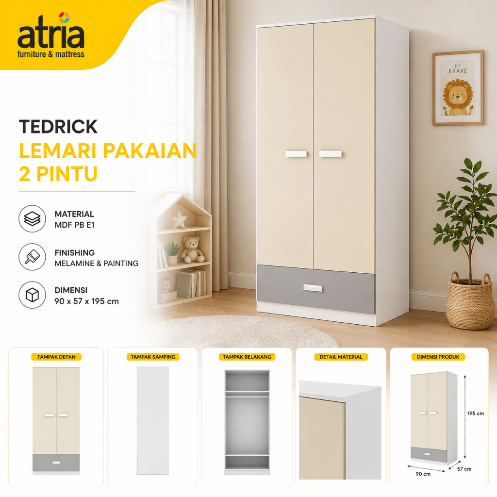 Atria Tedrick Lemari Pakaian 2 Pintu