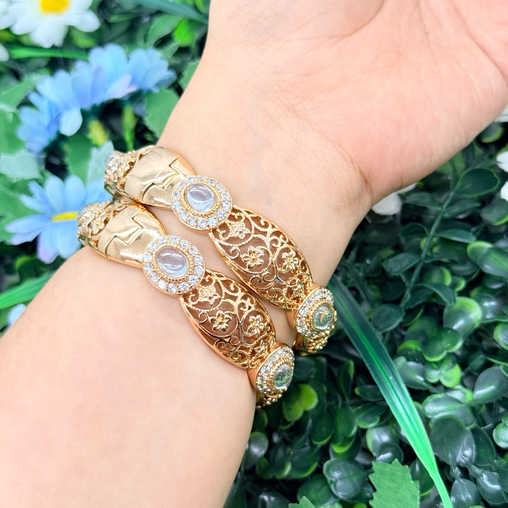 gelang keroncong permata dubai bahan lapisan emas setara xuping