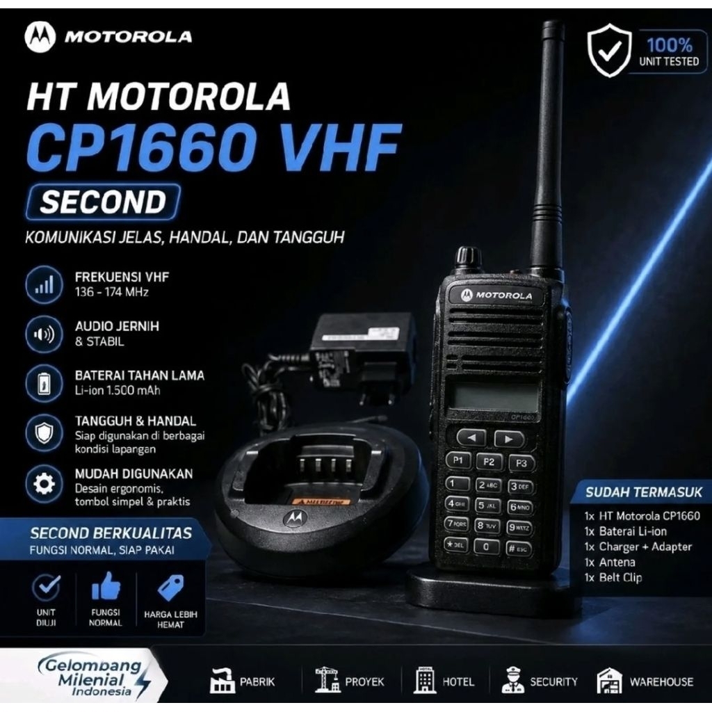 HT MOTOROLA CP1660 VHF SECOND LANGKAP CHARGER