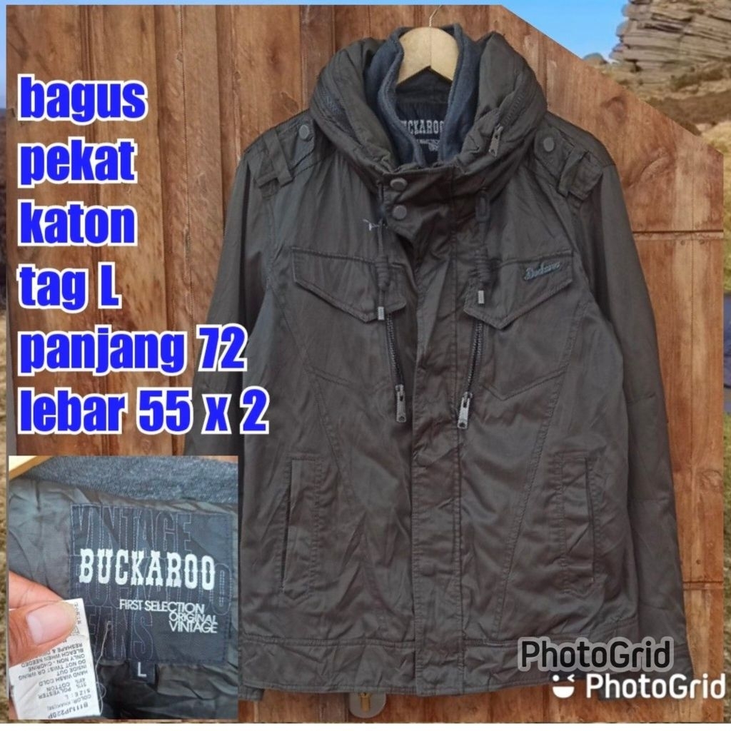 jaket work kerja casual parka army military hoodie buckaroo