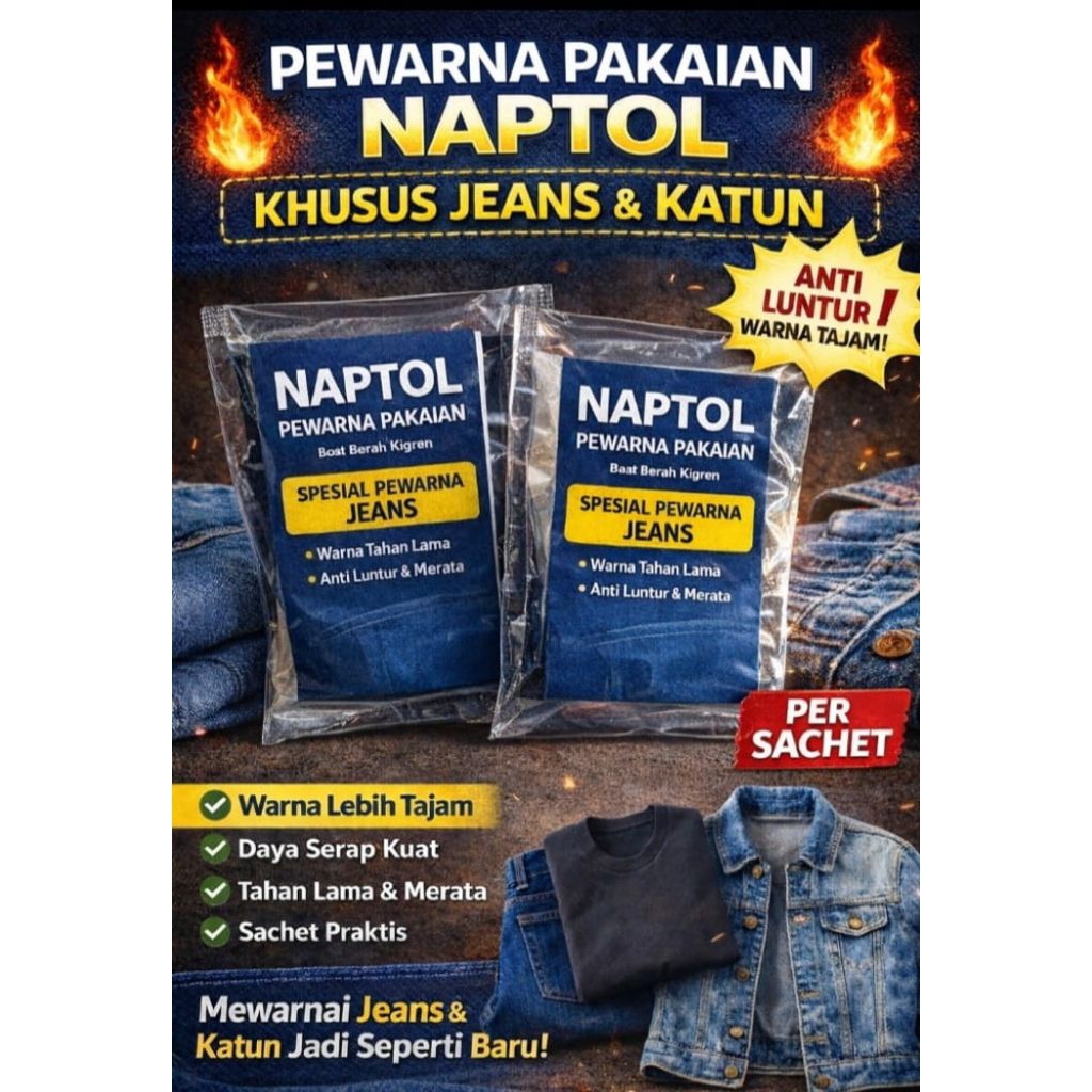 Naptol  90 gram Pewarna Pakaian Celup Pekat Awet