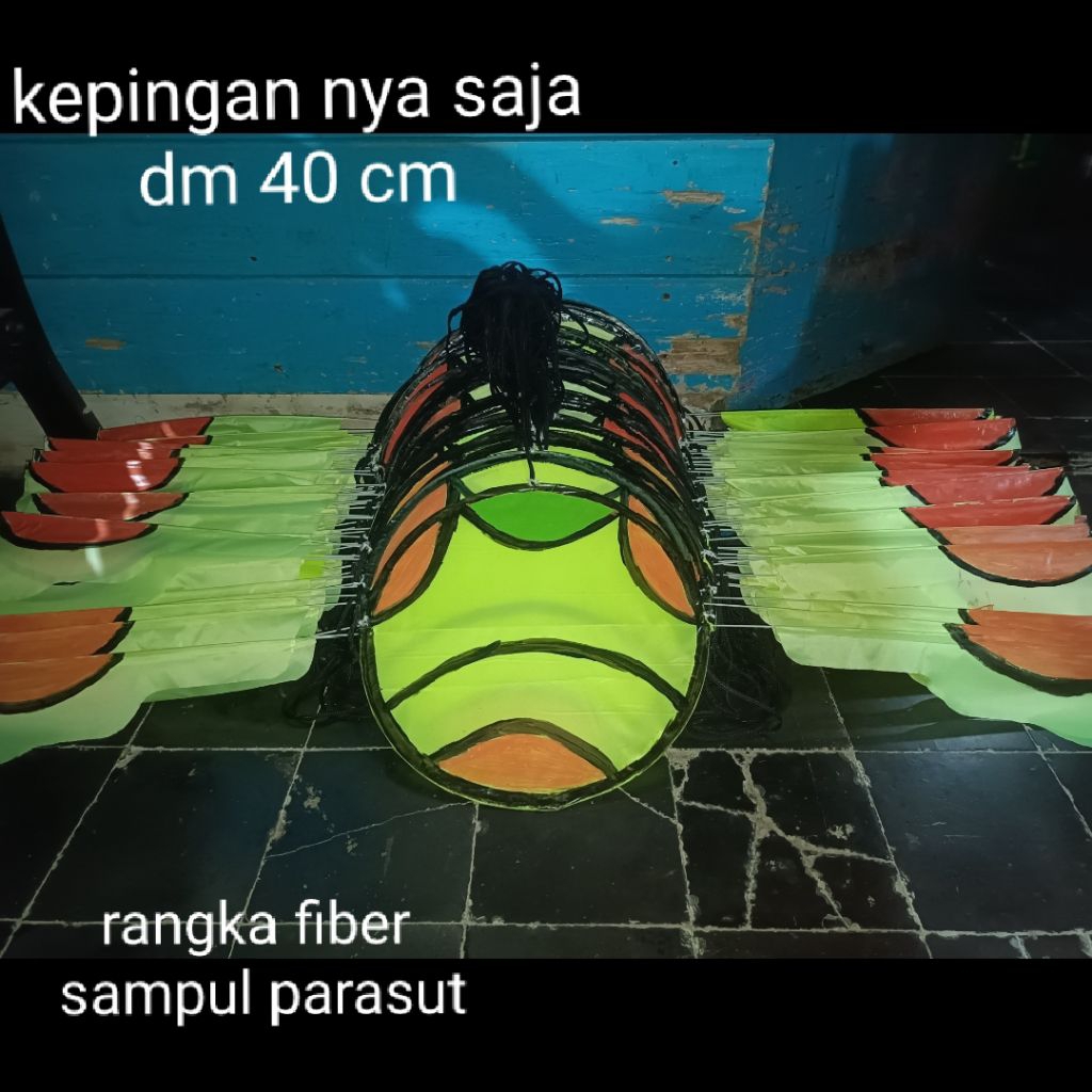 kepingan layangan naga dm 40 cm 70 keping bahan full fiber sampul parasut kepingan nya saja layangan