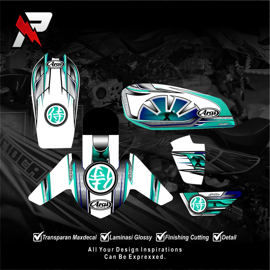 striping gl100 semi decal arai samurai transparan