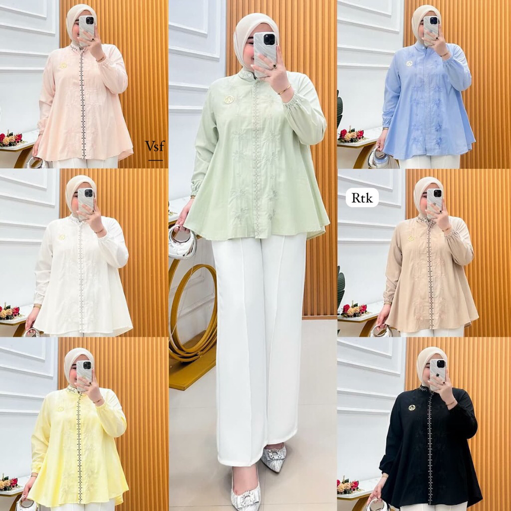 VSF6641K-4# New Arrival | Pakaian Fashion Wanita Blouse Kemeja Wanita Bordir Premium Winody - Atasan