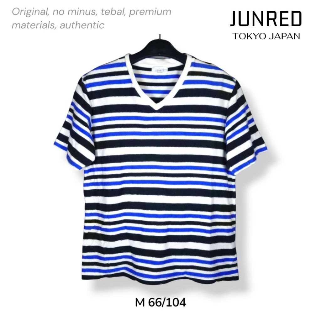 JUNRED Salur Kaos Nyaman Tebal Original Size M V-neck Tokyo Japan