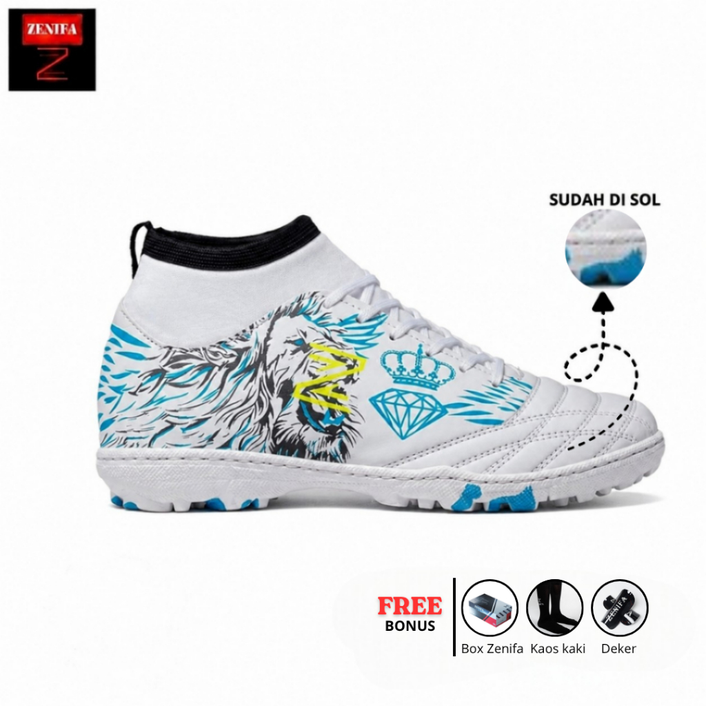 Zenifa -  Sepatu Futsal Boots Zenifa Lion Minisoccer Lapangan Lebar Rumput Sintesis