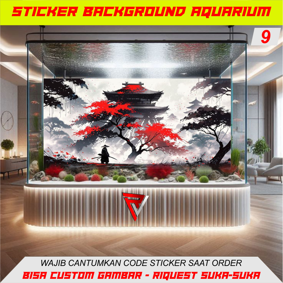 Sticker Wallpaper Aquarium 3D Bunga Sakura Premium