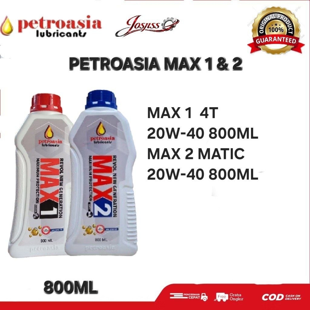 OLI MESIN PETROASIA MAX 1 (4T) DAN MAX 2 (MATIC) 20W-40 800ML ORIGINAL 100%