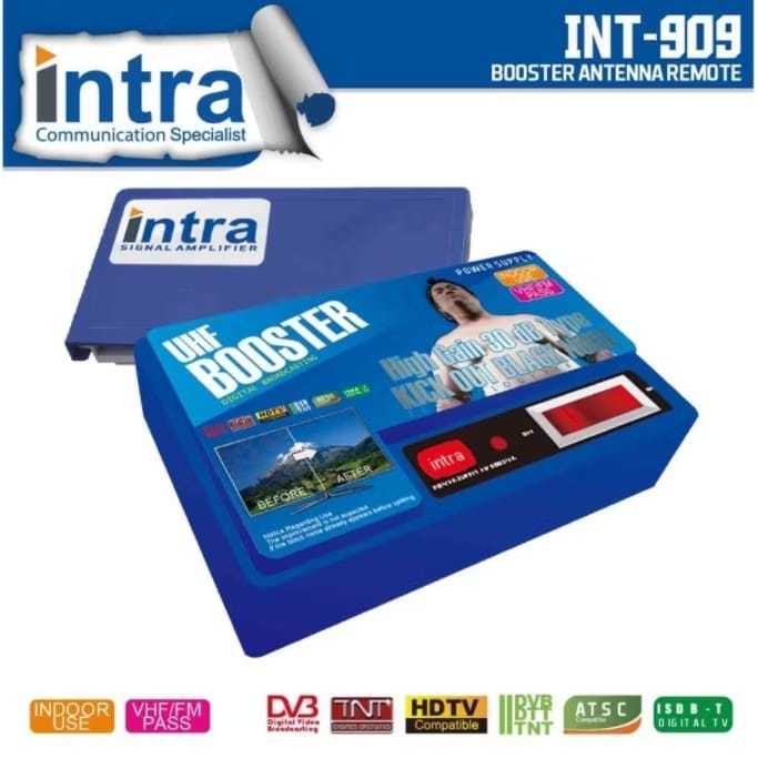 Boster Antena TV Penguat Sinyal Digital Analog Original Intra INT909