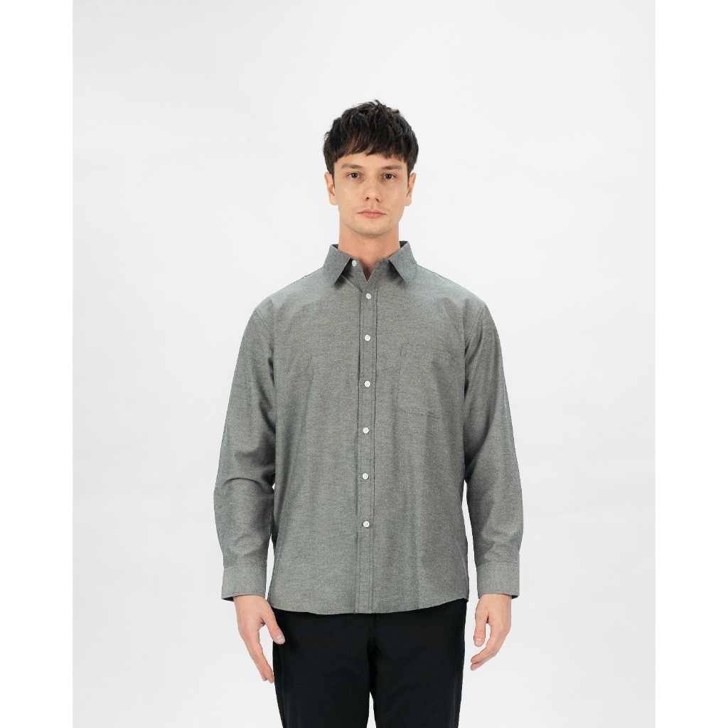 Erigo Basic Long Sleeve Shirt Bhevin Grey - Kemeja Lengan Panjang Oxford Unisex