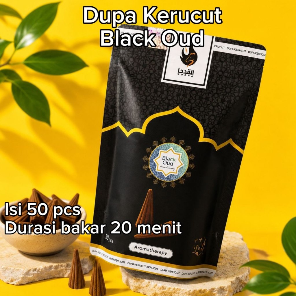 Dupa Kerucut Qodha Black Oud Original Aroma Terapi Tahan Lama Pengharum Ruangan Pewangi Rumah Premiu