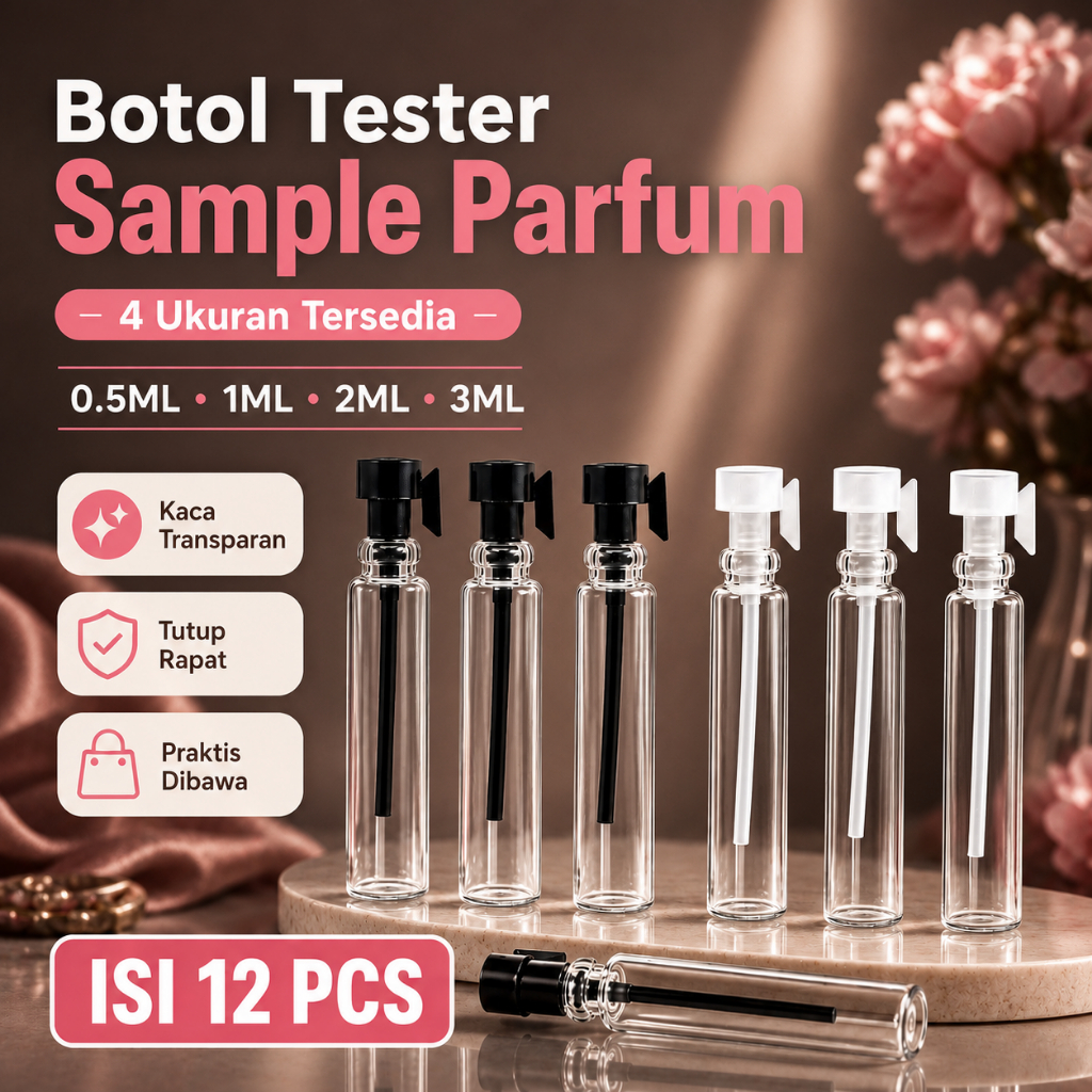 Botol Parfume Mini Kaca Kecil Refill  Tester 0,5ml 1ml 2ml 3ml Tabung Reaksi