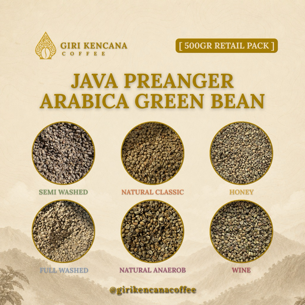 [RETAIL PACK 500GR] Green Bean Arabica Java Preanger – Coffee Bean Loa, Jawa Barat – Biji Kopi Menta