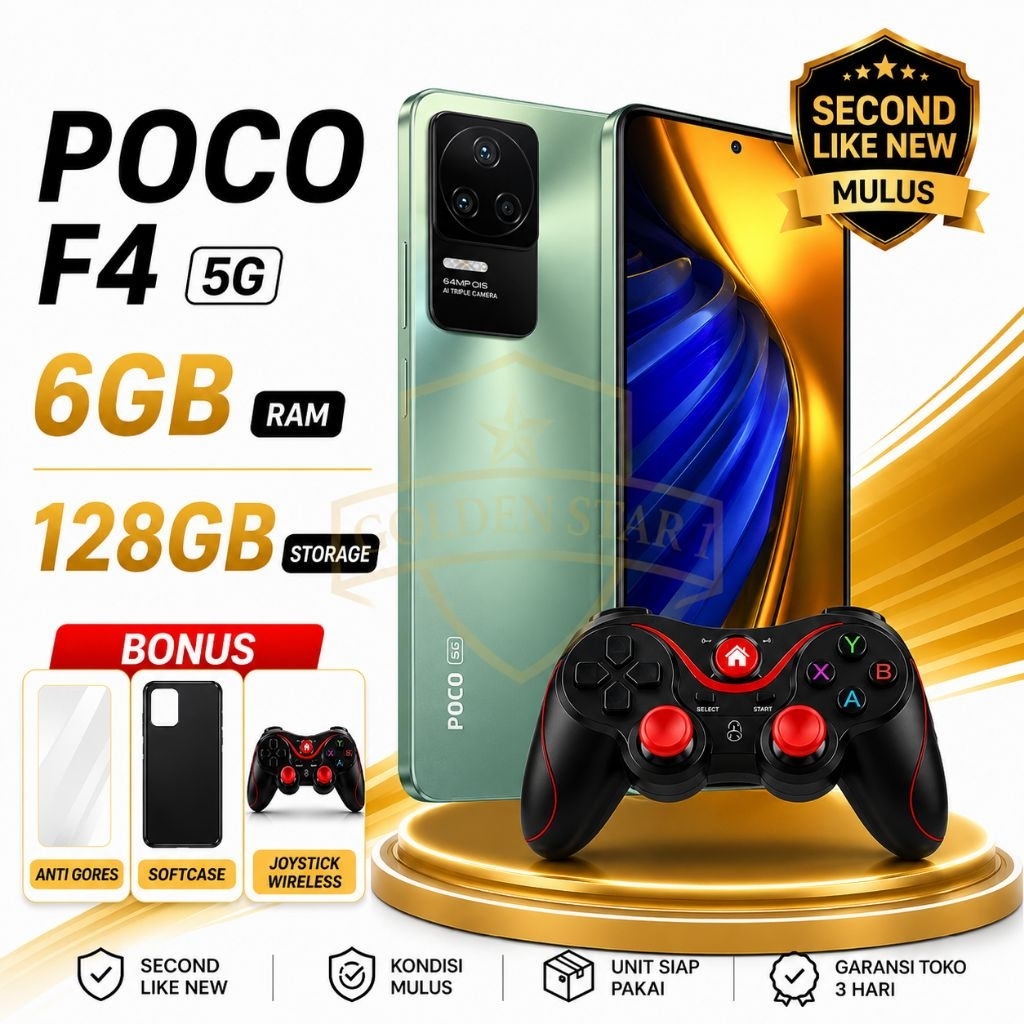 HP POCO F4 5G RAM 6GB ROM 128GB | Second Like New | Bonus Anti Gores + Softcase