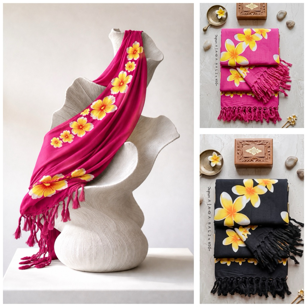 Kain Bali Sarong Tebal 175cm Jepun Series - The Kamboja Bali Beach Scarf.ag