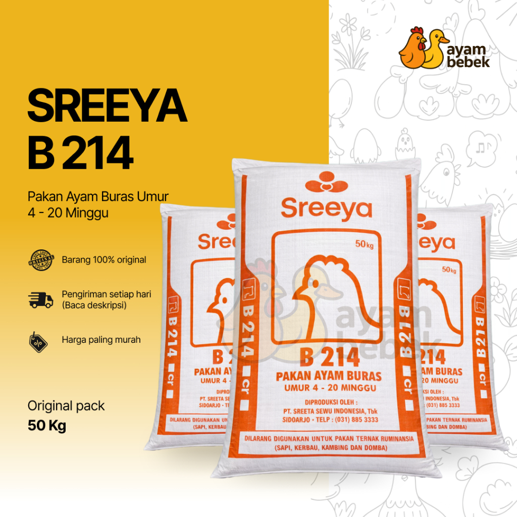 SREEYA B214 Pakan Ayam Kampung Buras / Ayam Kampung | Usia 4–20 Minggu | REPACK | Pakan Ternakku