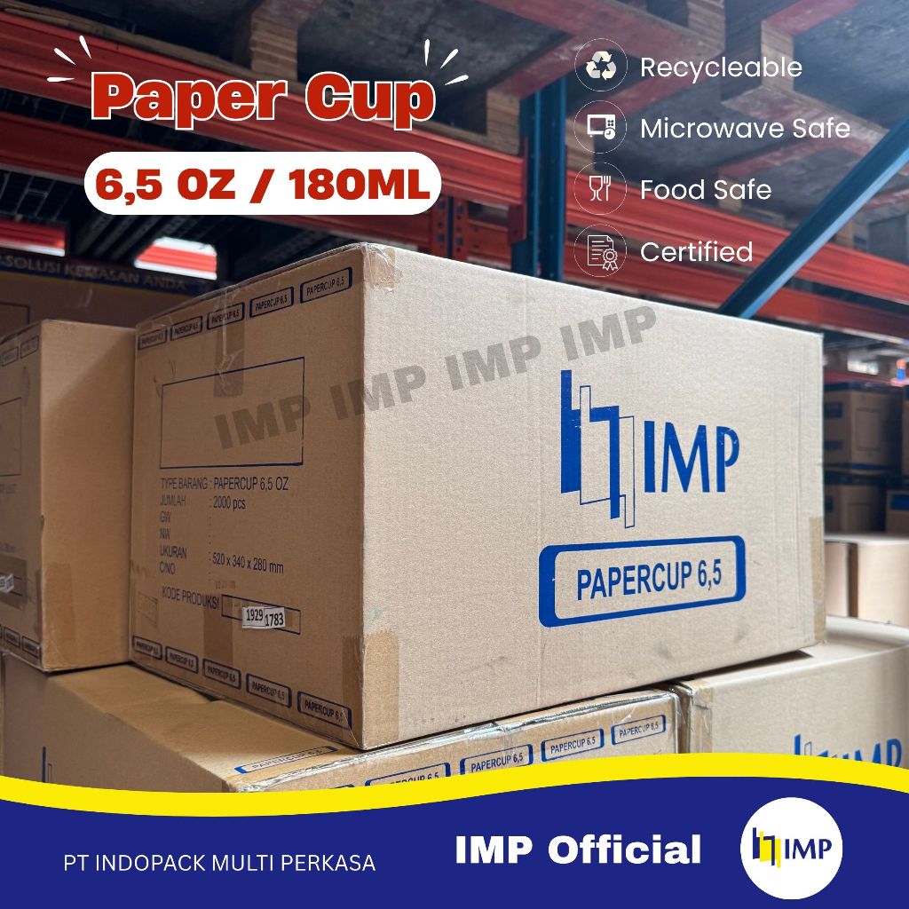 *1 DOS* Paper Cup 6,5 Oz / 180ml IMP Hot (1 Dos = 40 Pack) Gelas Kertas 6.5 Oz Jasuke Tester Bubur B