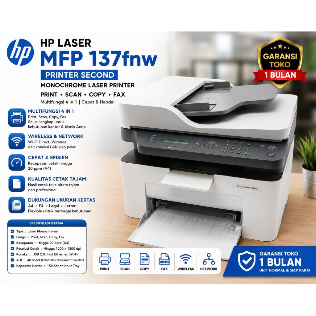 printer hp LaserJet MFP 137fnw.monochrome A4. F4