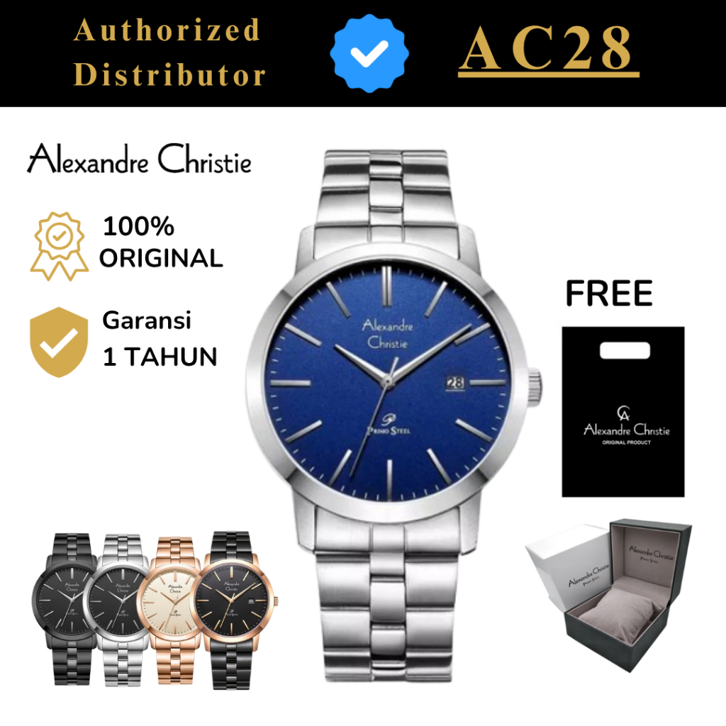 Jam Tangan Pria Alexandre Christie AC 1007 / AC1007 Rantai Original Garansi 1 Tahun