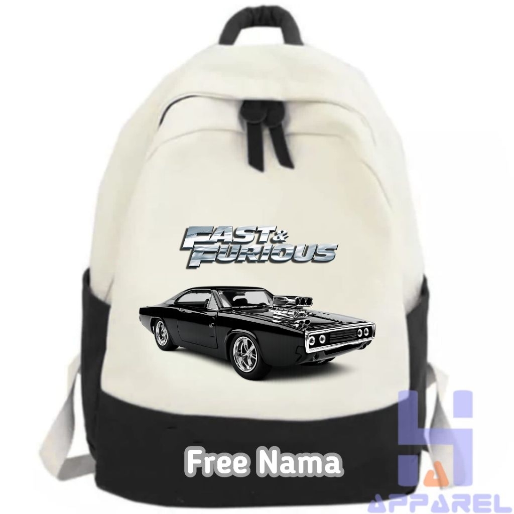TAS RANSEL ANAK GAMBAR MOBIL FAST & FURIOUS FREE NAMA