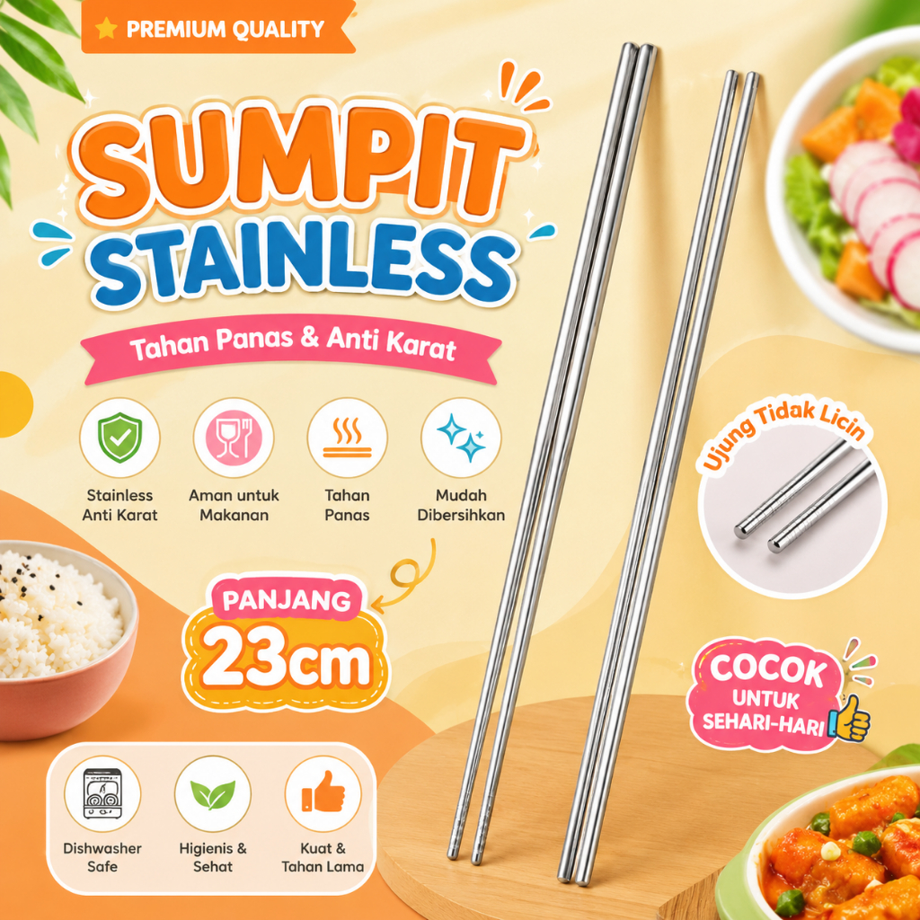 Sumpit Stainless Steel / Sumpit Stainless Tahan Karat / Sumpit Stainless Polos / Sumpit Stainless I 